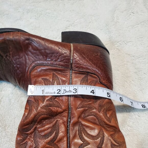 Ariat Tan Cowboy Leather Heel Boot Men 9 EE Western Country Stitched Rodeo Ranch - Picture 13 of 15